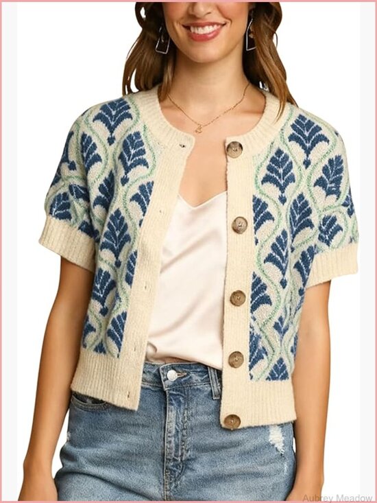 Sweaters - Vintage Cropped Button Down Cardigan Sweater Top